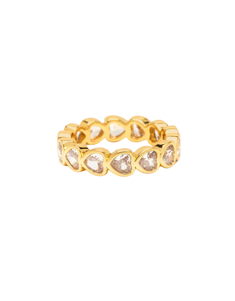 PURA VIDA Stone Heart Band Ring in Gold