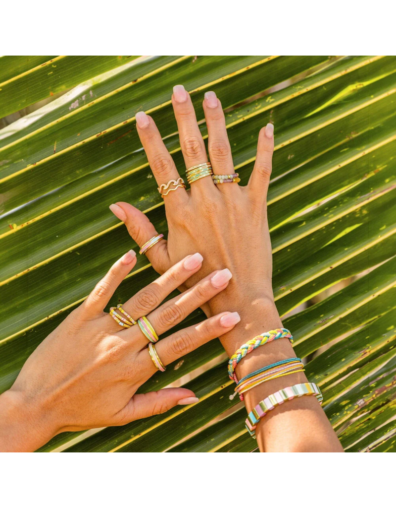 PURA VIDA Tie Dye Enamel Wave Band Ring in Gold
