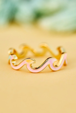 PURA VIDA Tie Dye Enamel Wave Band Ring in Gold