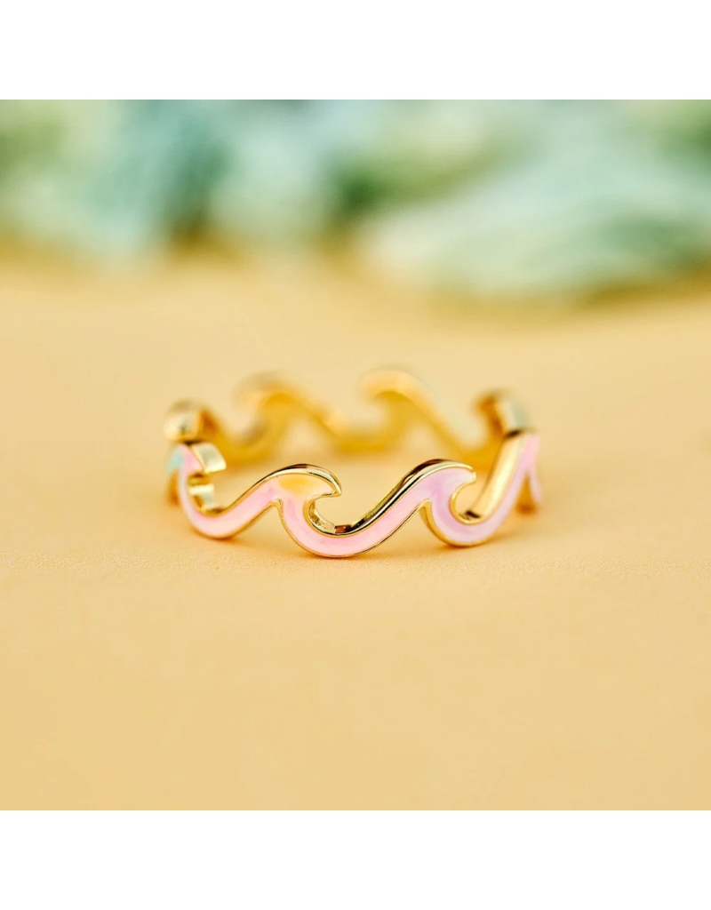 PURA VIDA Tie Dye Enamel Wave Band Ring in Gold