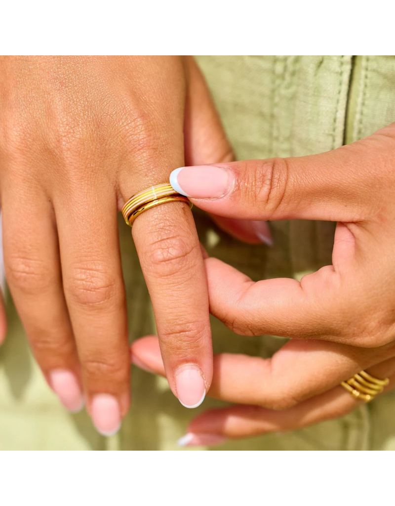 PURA VIDA Pastel Stripe Fidget Ring in Gold