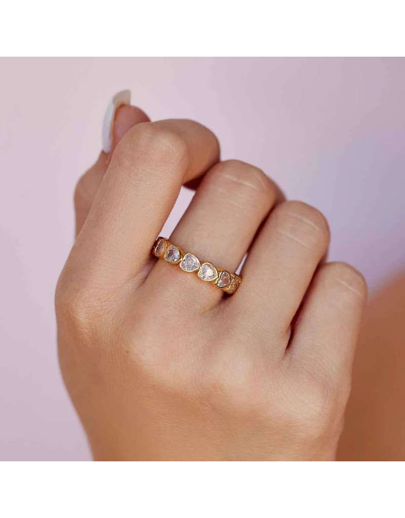 PURA VIDA Stone Heart Band Ring in Gold