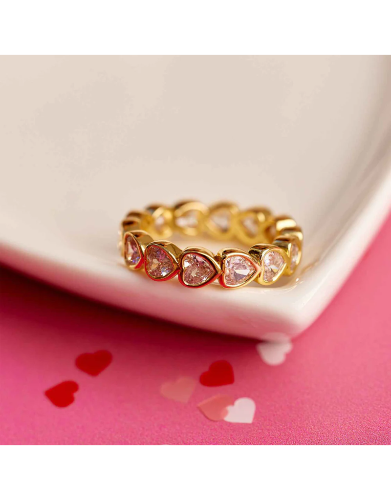 PURA VIDA Stone Heart Band Ring in Gold