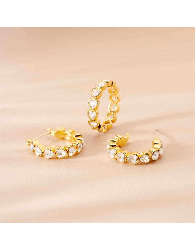 PURA VIDA Stone Heart Band Ring in Gold