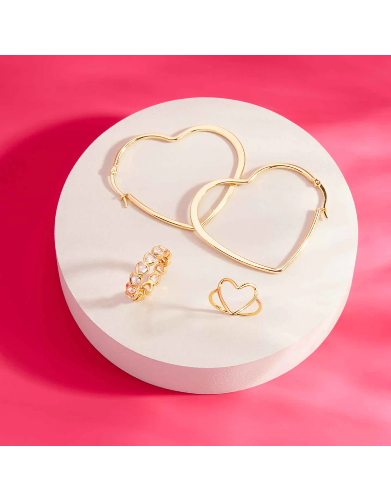 PURA VIDA Stone Heart Band Ring in Gold