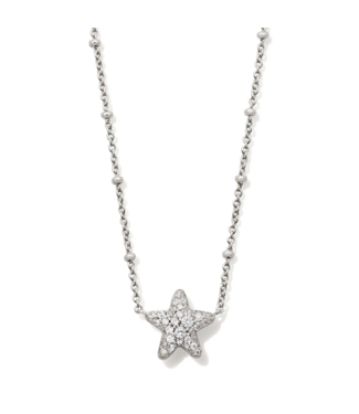 KENDRA SCOTT DESIGN Jae Silver Star Pave Short Pendant Necklace in White Crystal