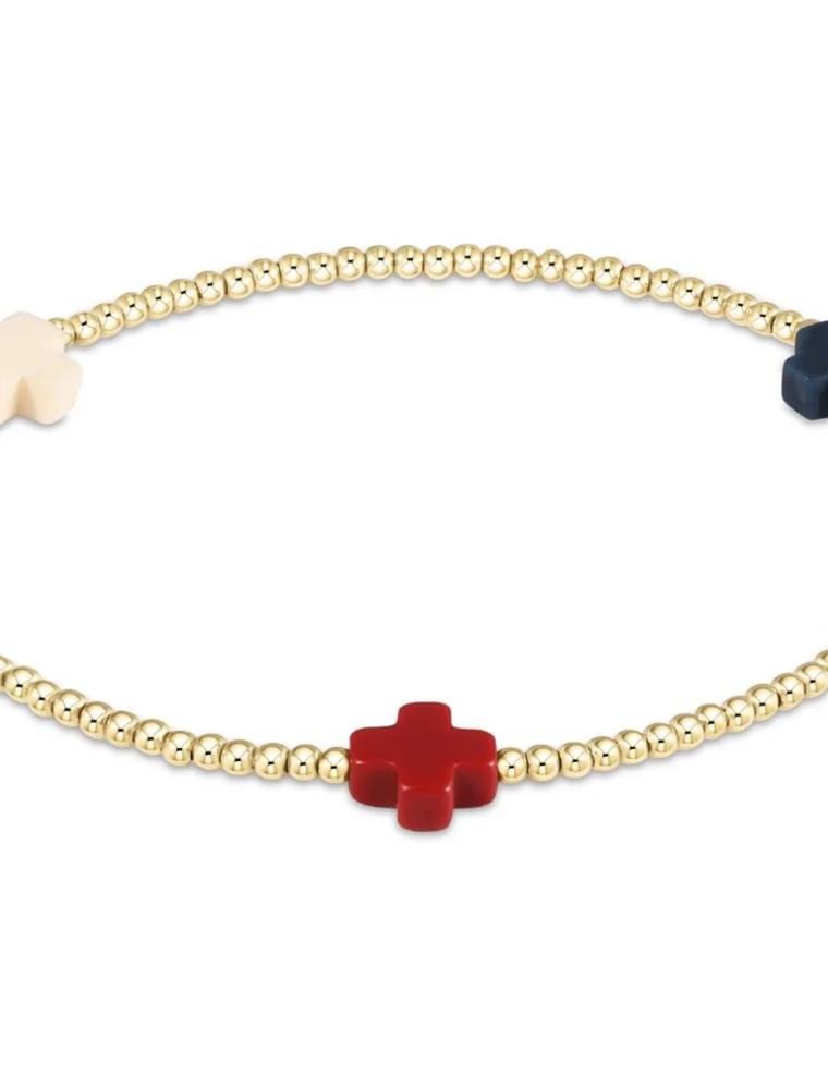 ENEWTON DESIGN Signature Cross Gold Pattern 3mm Bead Bracelet - Firecracker