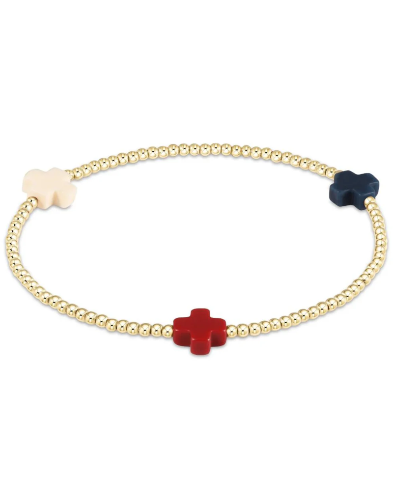 ENEWTON DESIGN Signature Cross Gold Pattern 3mm Bead Bracelet - Firecracker