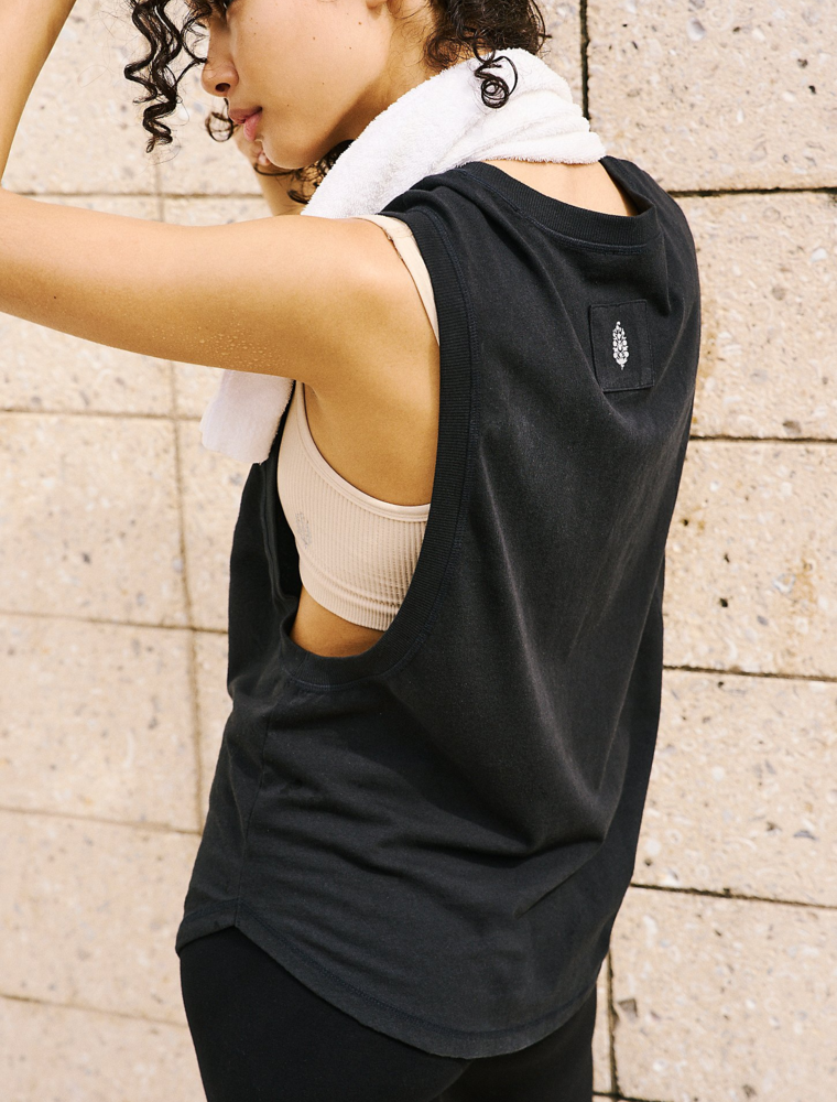 FREE PEOPLE MOVEMENT Spin Tank in Washed Black