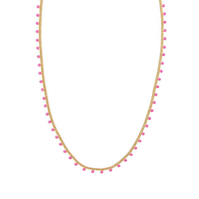 Kelsey Gold Strand Necklace in Pink Enamel