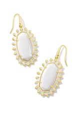 KENDRA SCOTT DESIGN Dani Gold Color Burst Frame Drop Earrings in White Mother-of-Pearl