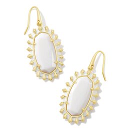KENDRA SCOTT DESIGN Dani Gold Color Burst Frame Drop Earrings in White Mother-of-Pearl
