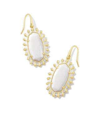 KENDRA SCOTT DESIGN Dani Gold Color Burst Frame Drop Earrings in White Mother-of-Pearl