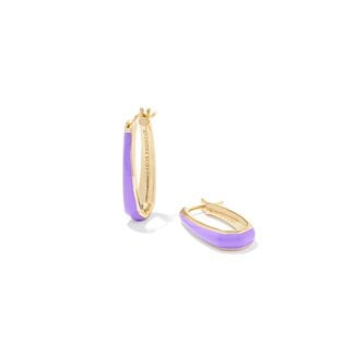 KENDRA SCOTT DESIGN Kelsey Gold Hoop Earrings in Purple Enamel