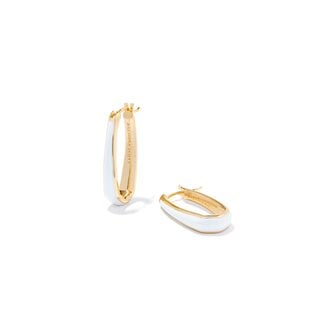 KENDRA SCOTT DESIGN Kelsey Gold Hoop Earrings in White Enamel