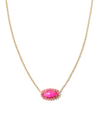 KENDRA SCOTT DESIGN Elisa Gold Color Burst Frame Short Pendant Necklace in Neon Pink Magnesite