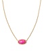 Elisa Gold Color Burst Frame Short Pendant Necklace in Neon Pink Magnesite