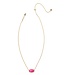 Elisa Gold Color Burst Frame Short Pendant Necklace in Neon Pink Magnesite
