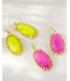 Dani Gold Color Burst Frame Drop Earrings in Neon Pink Magnesite