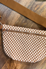 PRETTY SIMPLE Woven Westlyn Bum Bag in Checkered Brown PRETTY SIMPLE Woven Westlyn Bum Bag in Checkered Brown