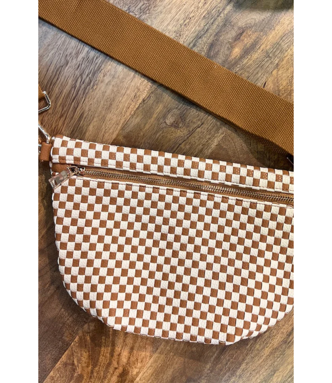 Pretty Simple | Westlyn Woven Bum Bag - Checkered Coffee