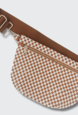 PRETTY SIMPLE Woven Westlyn Bum Bag in Checkered Brown PRETTY SIMPLE Woven Westlyn Bum Bag in Checkered Brown