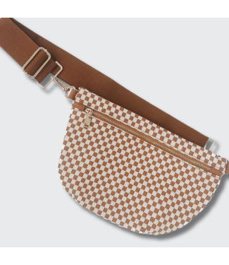 PRETTY SIMPLE Woven Westlyn Bum Bag in Checkered Brown