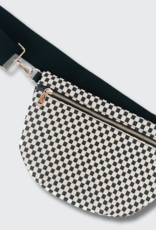 PRETTY SIMPLE Woven Westlyn Bum Bag in Checkered Black