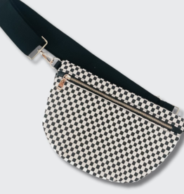 PRETTY SIMPLE Woven Westlyn Bum Bag in Checkered Black