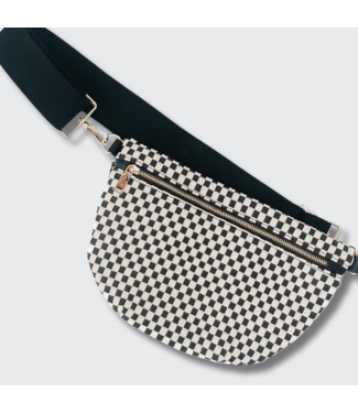 PRETTY SIMPLE Woven Westlyn Bum Bag in Checkered Black