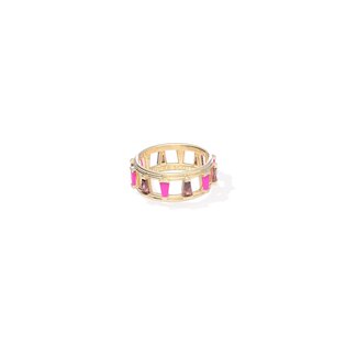 Kelsey Gold Band Ring in Pink Mix