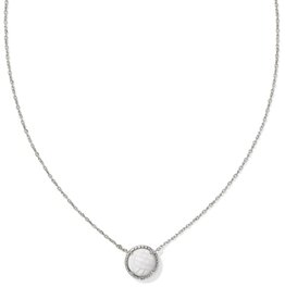 KENDRA SCOTT DESIGN Volleyball Silver Short Pendant Necklace in White Mother-of-Pearl