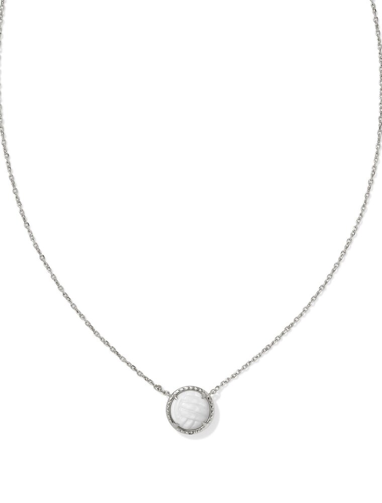KENDRA SCOTT DESIGN Volleyball Silver Short Pendant Necklace in White Mother-of-Pearl