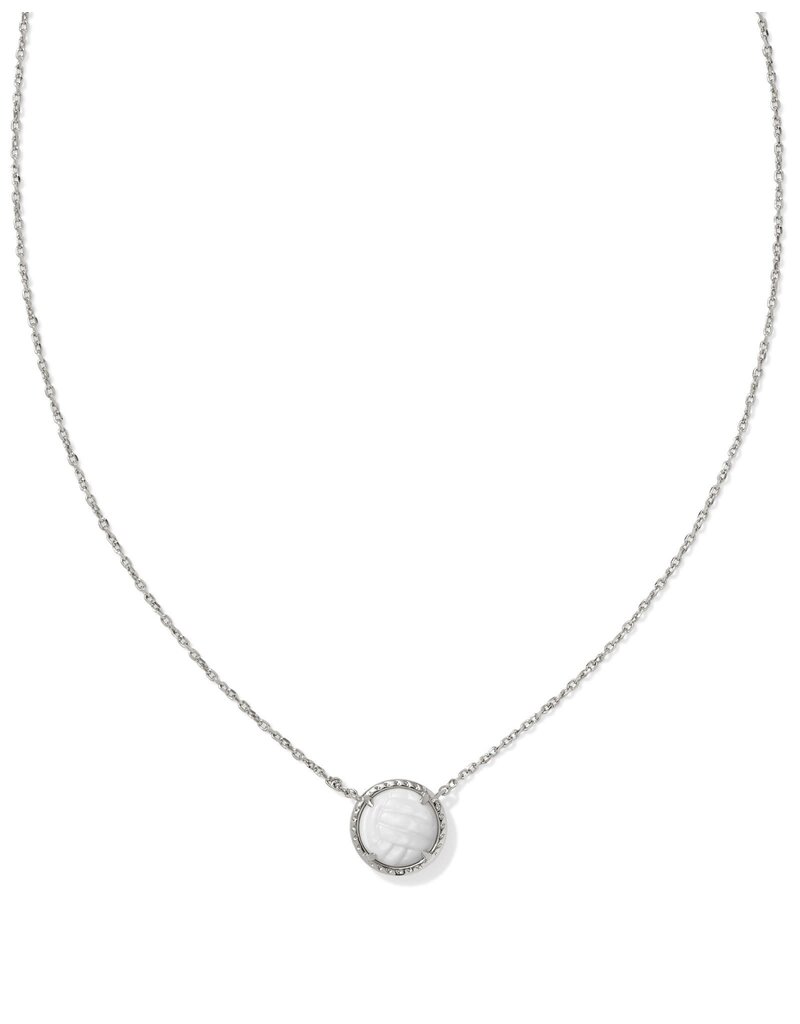 KENDRA SCOTT DESIGN Volleyball Silver Short Pendant Necklace in White Mother-of-Pearl