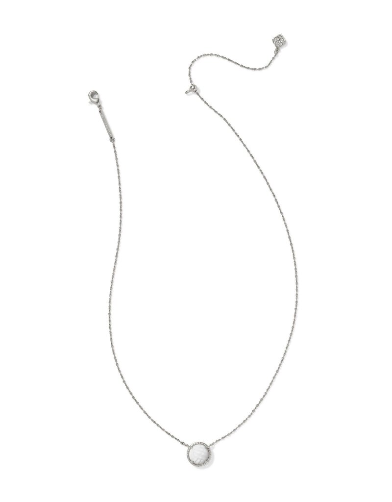 KENDRA SCOTT DESIGN Volleyball Silver Short Pendant Necklace in White Mother-of-Pearl