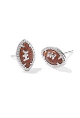 KENDRA SCOTT DESIGN Football Silver Stud Earrings in Orange Goldstone