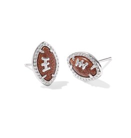 KENDRA SCOTT DESIGN Football Silver Stud Earrings in Orange Goldstone