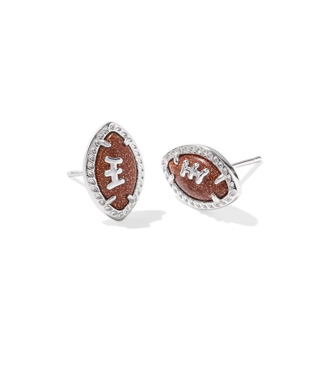 Football Silver Stud Earrings in Orange Goldstone