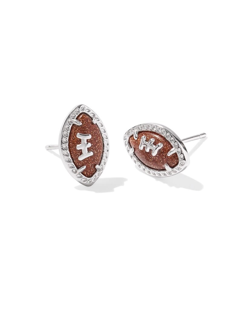 KENDRA SCOTT DESIGN Football Silver Stud Earrings in Orange Goldstone