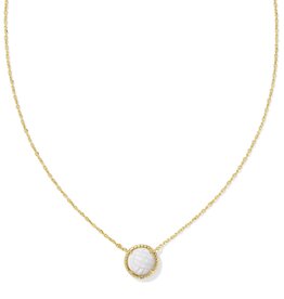 KENDRA SCOTT DESIGN Volleyball Gold Short Pendant Necklace in White Mother-of-Pearl