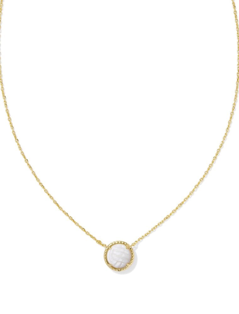 KENDRA SCOTT DESIGN Volleyball Gold Short Pendant Necklace in White Mother-of-Pearl