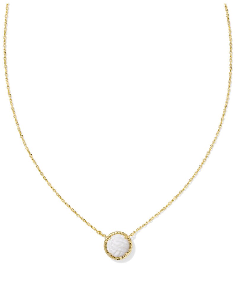 KENDRA SCOTT DESIGN Volleyball Gold Short Pendant Necklace in White Mother-of-Pearl