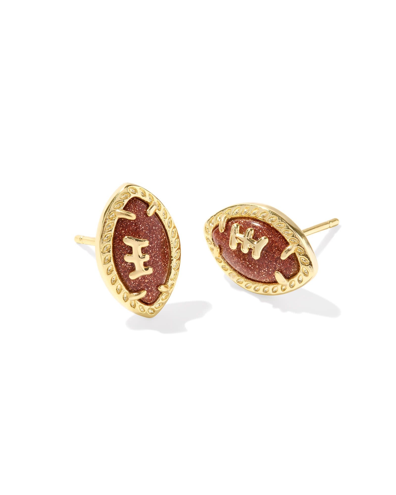 KENDRA SCOTT DESIGN Football Gold Stud Earrings in Orange Goldstone