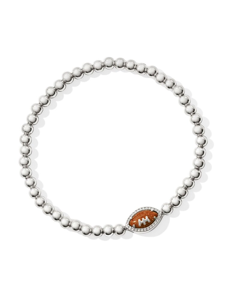 KENDRA SCOTT DESIGN Football Silver Stretch Bracelet in Orange Goldstone