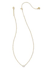 KENDRA SCOTT DESIGN Mini Elisa Gold Enamel Frame Short Pendant Necklace in White Mother-of-Pearl