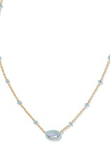 KENDRA SCOTT DESIGN Mini Elisa Gold Enamel Frame Short Pendant Necklace in Periwinkle Illusion