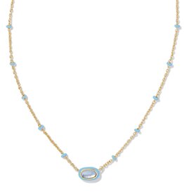 KENDRA SCOTT DESIGN Mini Elisa Gold Enamel Frame Short Pendant Necklace in Periwinkle Illusion