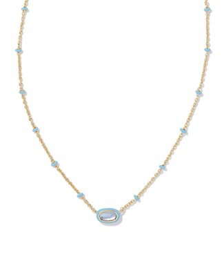 KENDRA SCOTT DESIGN Mini Elisa Gold Enamel Frame Short Pendant Necklace in Periwinkle Illusion