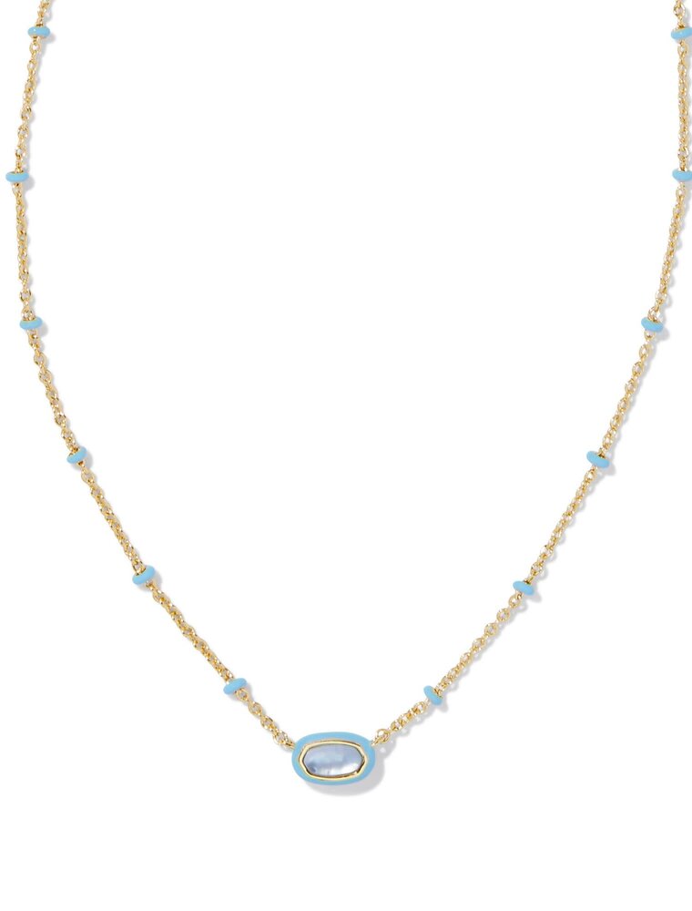 KENDRA SCOTT DESIGN Mini Elisa Gold Enamel Frame Short Pendant Necklace in Periwinkle Illusion
