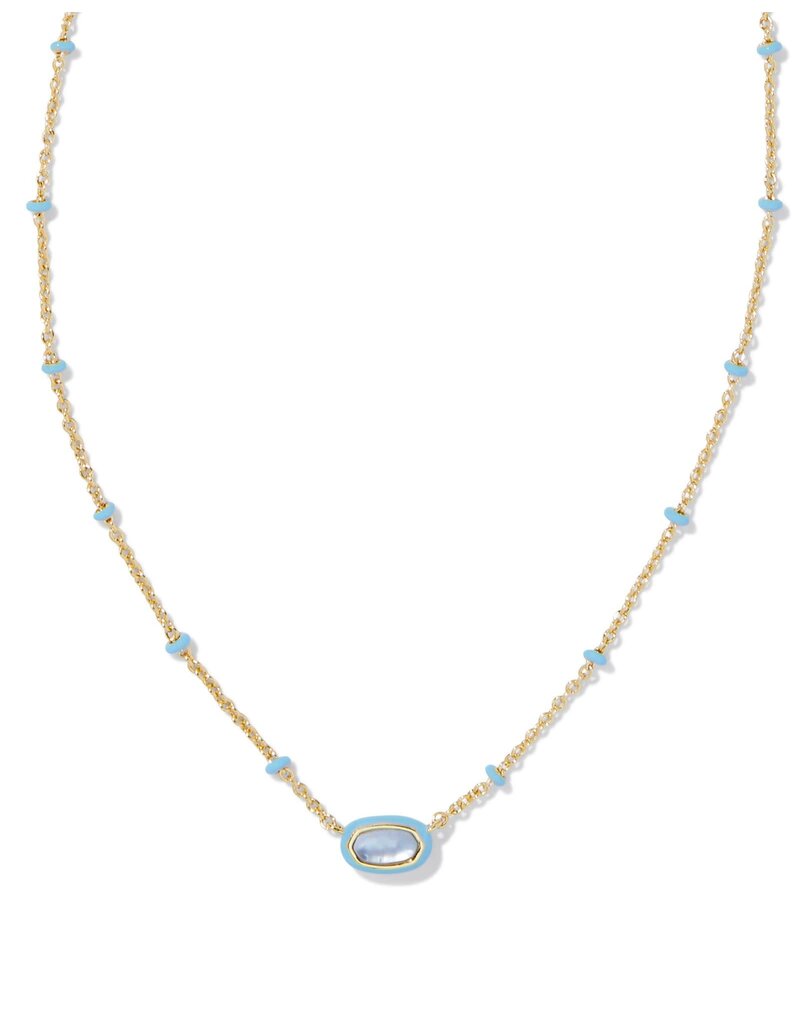 KENDRA SCOTT DESIGN Mini Elisa Gold Enamel Frame Short Pendant Necklace in Periwinkle Illusion